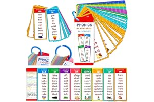 Phonics Word Cards 117 Sound Groups 900+ Rhyming Words,Learn to Read Phonics Flash Cards Set, CVC Blends Digraphs Flash Cards