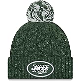 New Era Women's NFL Official Cozy Cable Knit Cuff Pom Beanie Hat (US, Alpha, One Size, New York Jets)