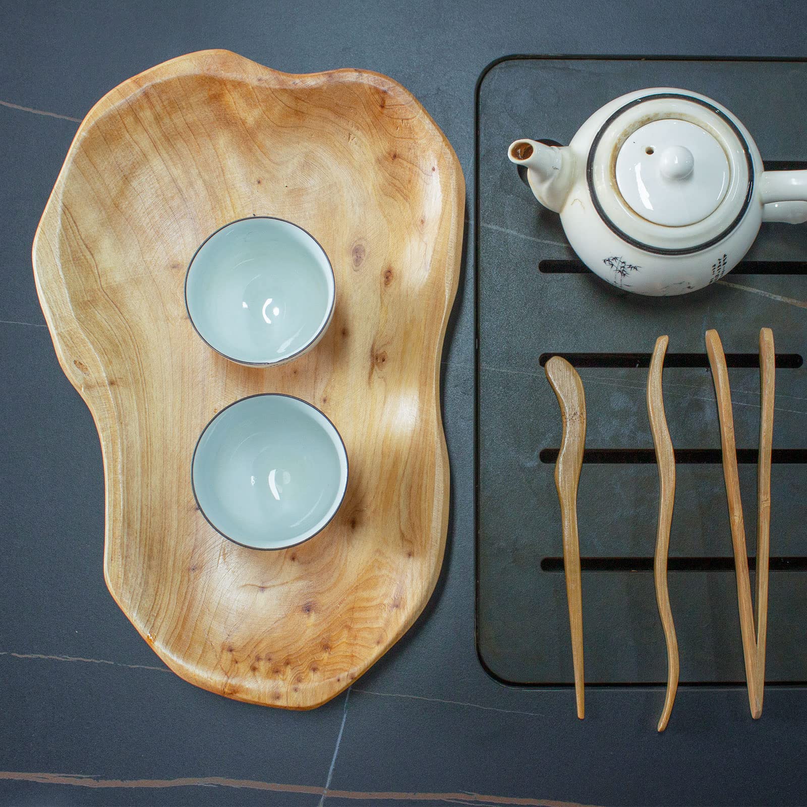 BTEOBFY Natural Wood Fruit Bowl 11-13 inch, Unique Handmade Wood Serving Platter, Wood Fruit Snack Dish for Sandwich Bread Serving, Appetizer Display, Vintage Ring Dish, Hand Carved Artworks - Image 6