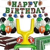 Football Happy Birthday Party Decorations - Football Theme Style Party Include Happy Birthday Banner, 2 Pcs Tablecloth, 40 Pcs Latex Balloons, Game day, Tailgate Decorations