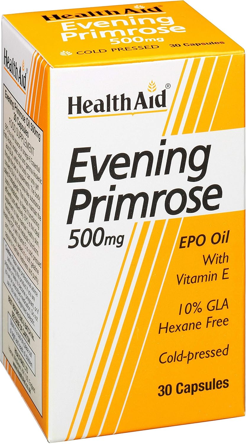 HealthAid Evening Primrose Oil 500mg 30 Capsules, White, 1 count (Pack of 30)