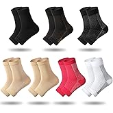 Geyoga 7 Pairs Ankle Compression Sleeves Ankle Brace Socks Plantar Fasciitis Relief Sock with Foot Arch Support for Women Men Relieves Foot Heel Pain(Size L, Size XL)