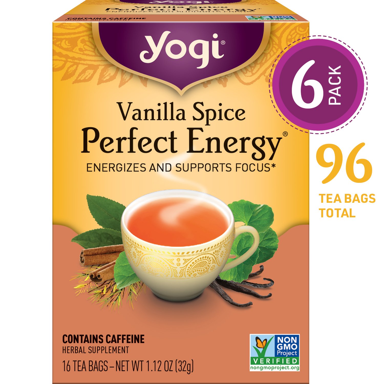 Yogi Tea, Tahitian Vanilla Hazelnut, 16 Count (Pack of 6