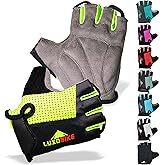 LuxoBike Bike Gloves for Men Cycling Biking Gloves Women - Padded Shock Absorbing Bicycle Riding, Anti-Slip Breahtable Half-Finger 's for Mountain Biker Ebike
