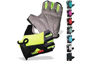 LuxoBike Bike Gloves for Men Cycling Biking Gloves Women - Padded Shock Absorbing Bicycle Riding, Anti-Slip Breahtable Half-Finger 's for Mountain Biker Ebike