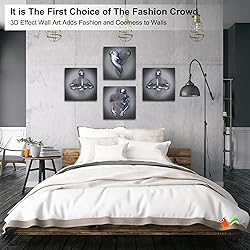 4 Piece Set Bedroom Wall Decor Love Heart Gray 3D