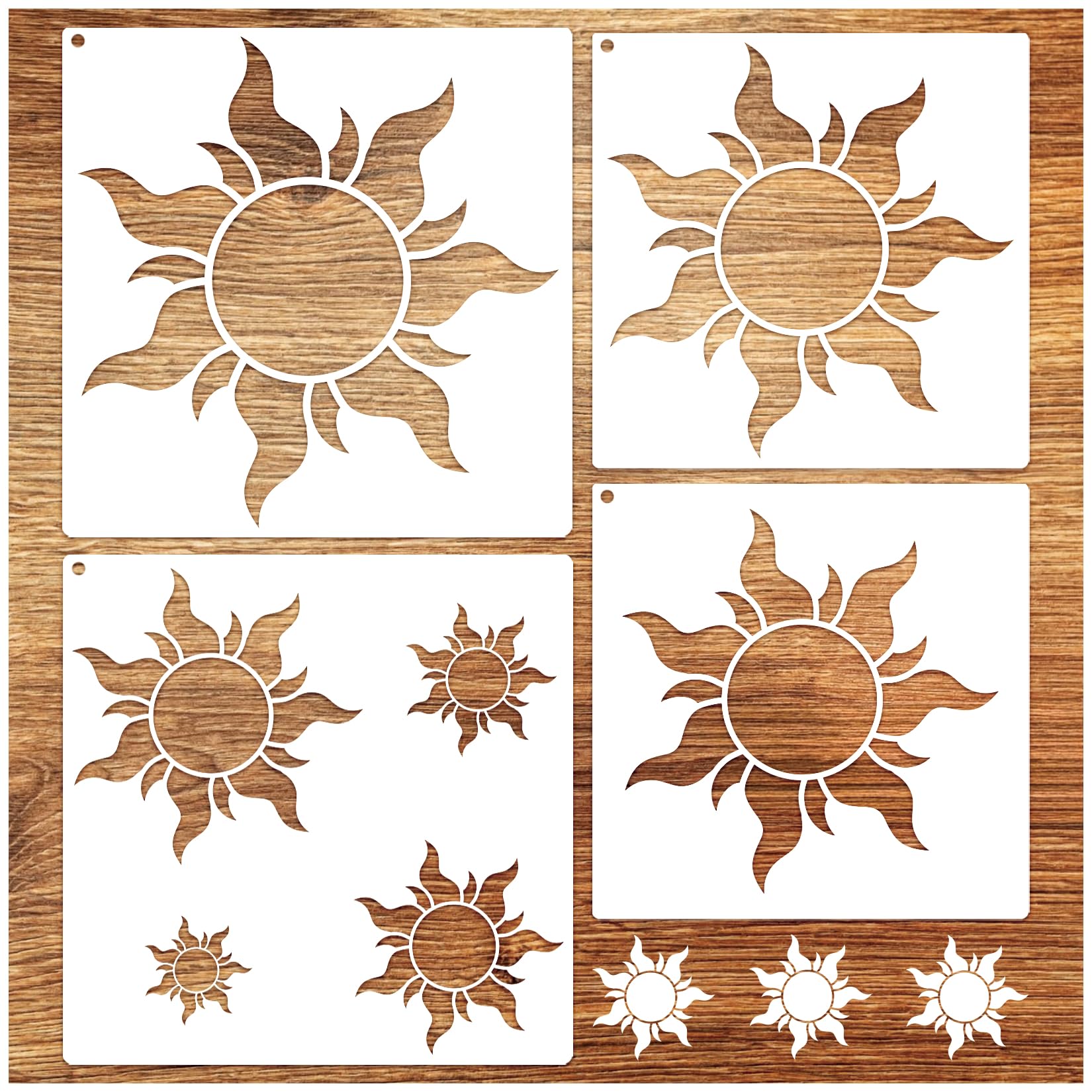 Photo 1 of 14 Inch Large Sun Stencil for Painting on Wood Tangled Sun Stencil for Crafts Reusable Stencils Templates for Wood Canvas Wall Furniture Home Decor (Sun4)