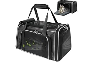 WOYYHO 25lbs 1680D Oxford Pet Cat Carrier Airline Approved Breathable Mesh Dog Travel Soft Sided Carrier for Small Medium Cat Dog Collapsible Tear Resistant Carrier for 2 Small Cats, Black