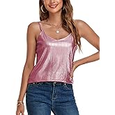 VIDUSSA Womens Tank Tops V Neck Sparkle Cami Top Sleeveless Shirts Blouses