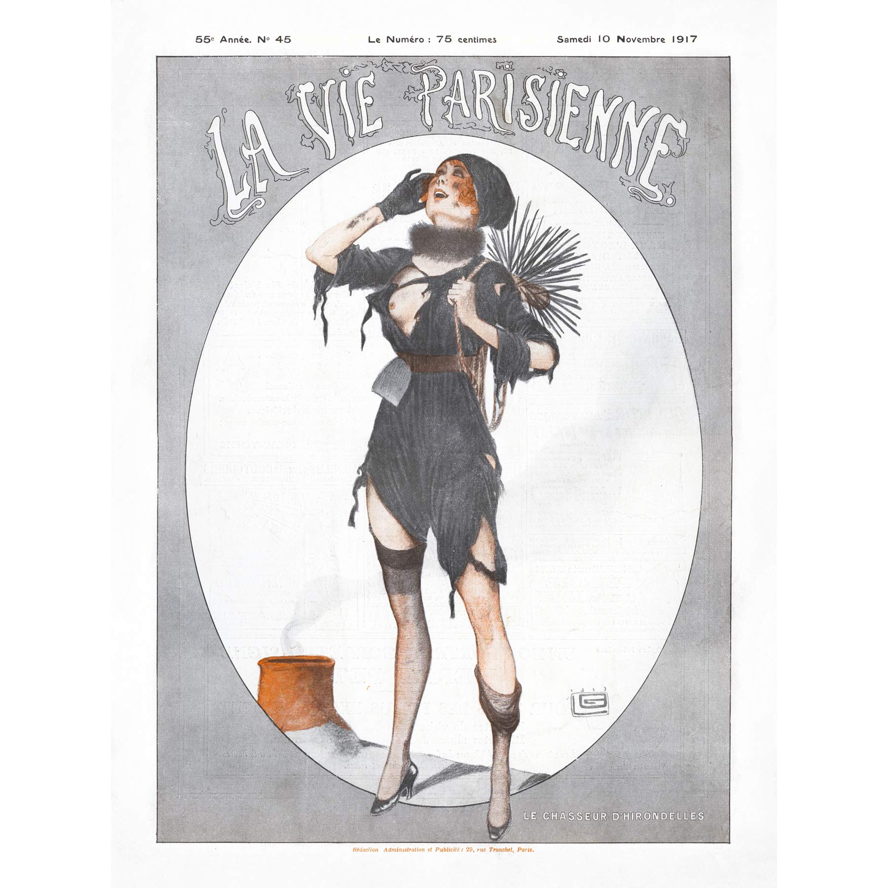 Artery8 La Vie Parisienne Chimney Sweep Pin Up Magazine Cover Premium Wall Art Canvas Print 18X24 Inch