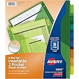Avery Big Tab Insertable Two-Pocket Plastic Dividers, 8 Multicolor Tabs, 1 Set (11907)