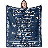 Inspirational Gifts for Women, Motivational Cheer up Encouragement Gifts for Woman Blanket 60"X 50", AA Sober Sobriety Gift for Men Women, Positive Uplifting Gift for Woman in Hard Times