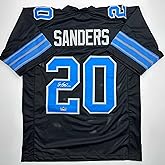 Facsimile Autographed Barry Sanders Detroit Black Reprint Laser Auto Football Jersey Size Men's XL