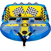 KMJETNIVY Towable Tubes for Boating Person,Pull Tube, Super Sofa Tubes for Boats,Inflatable Boat Tube,Front&amp;Back Tow Points w/Heavy-Duty Thick Nylon Cover for Water Sports