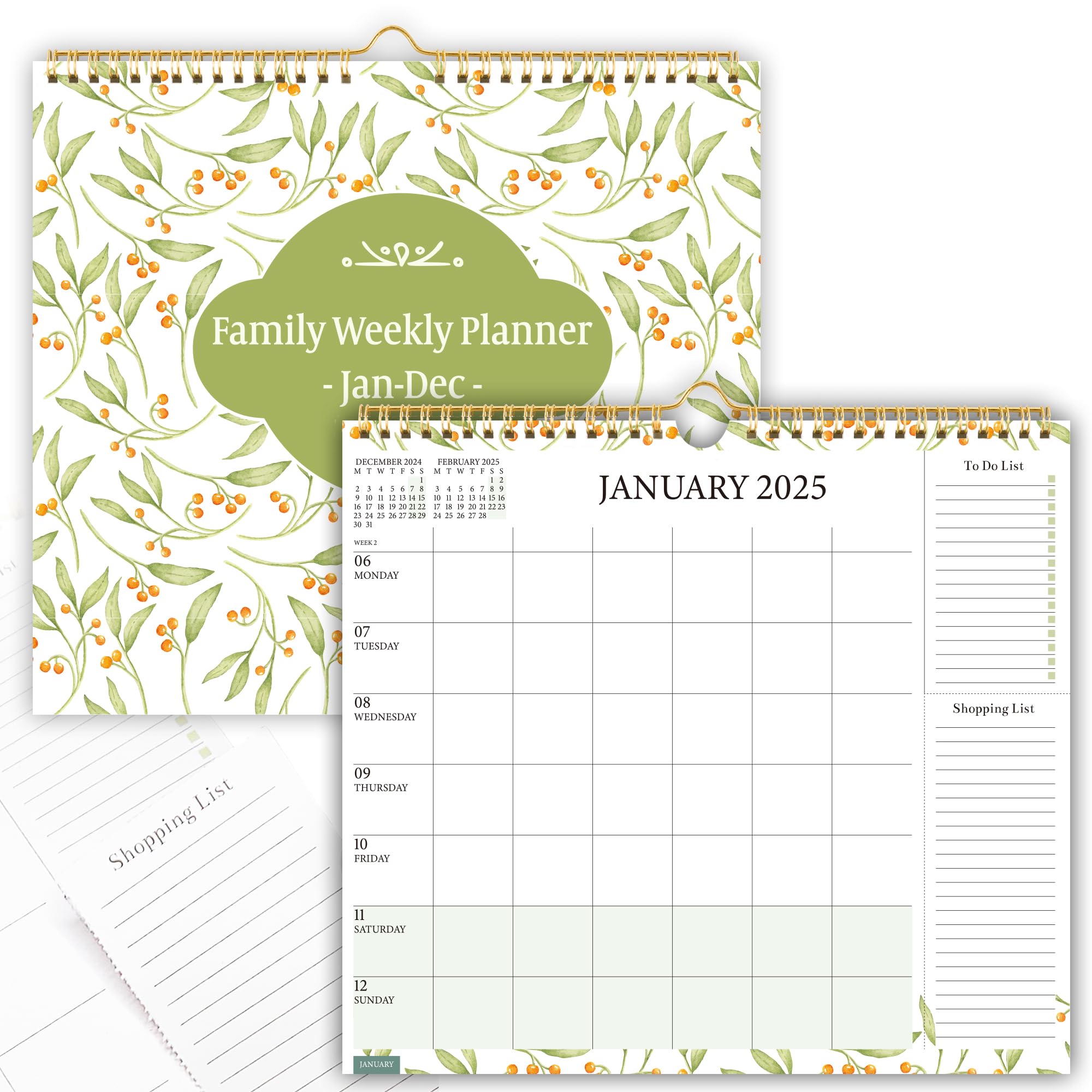 2025 Calendar-Large Family Calendar 2025 .Full Year Weekly Family Wall Planner From Jan To Dec with UK Holiday,To Do List,Tear off Shopping List