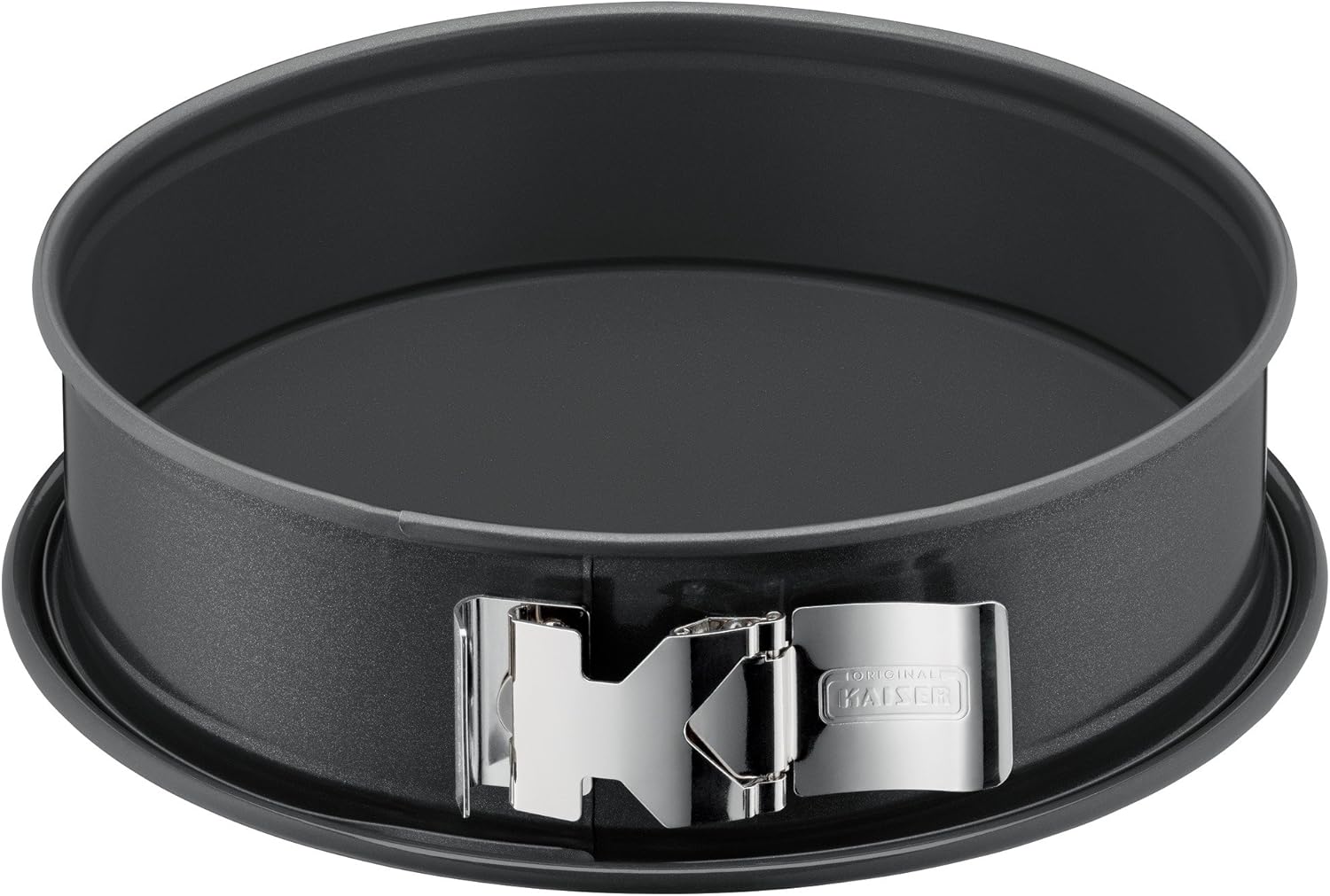 Kaiser La Forme Plus Springform, 28 cm rund, Flachboden, runde Backform, SafeClick-Verschluss, Emailleboden, antihaftbeschichtet, schnittfest, auslaufsicher