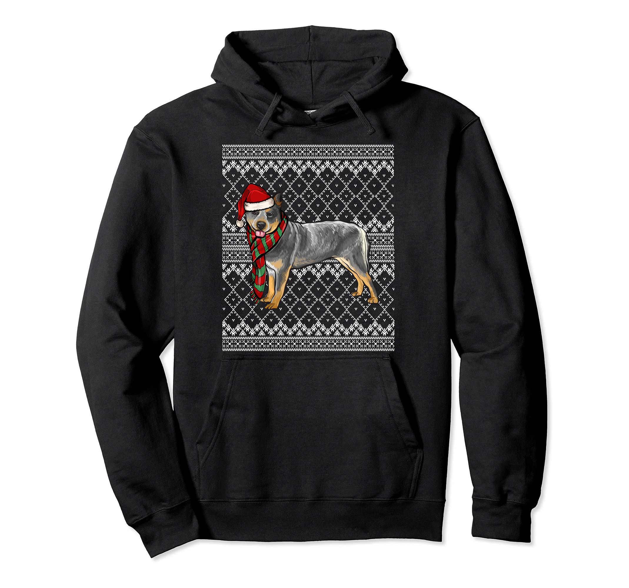 Xmas Australian Cattle Dog Santa Claus Hat Ugly Christmas Pullover Hoodie