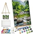 JOOZ Landscape Paint by Number Kit for Adults Beginner with Easel Mountain Adult Paint by Number Kits on Canvas with Frame Forest DIY Oil Painting Kits for Gift Home Wall Decor 7.87x11.81 Inch