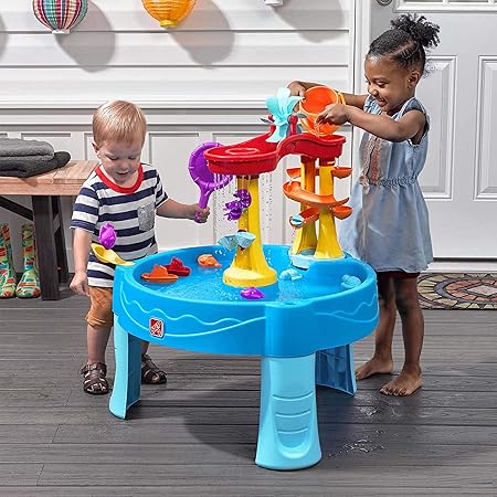 step2 rain showers splash pond water table kids playset with 13 piece accessory set