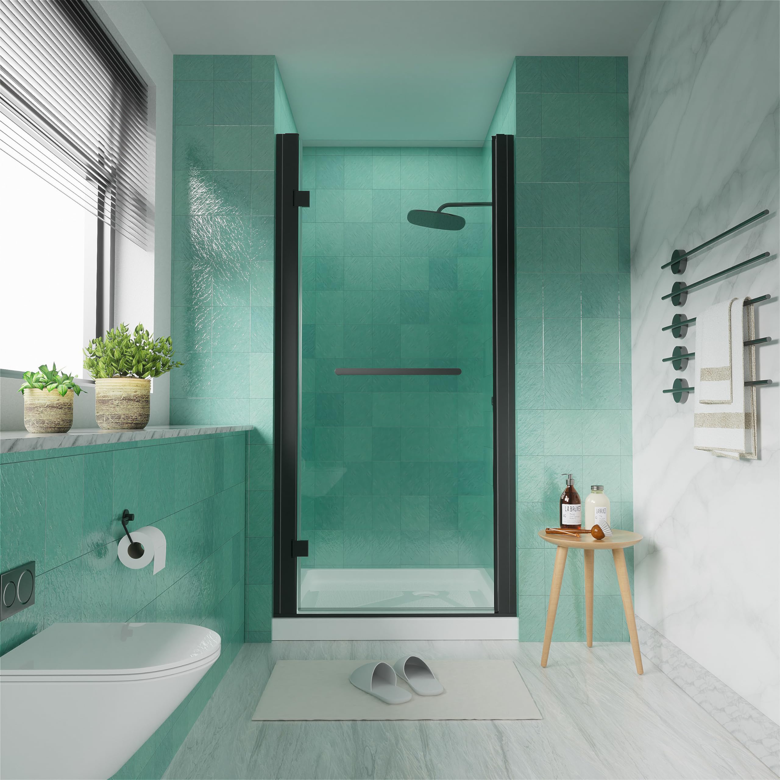 Photo 1 of ***FACTORY SEALED****
34-36 in.W x72 in.H i-Homare Frameless Pivot Shower Door, 1/4 inch (6mm) SGCC Clear Tempered Glass Pivot Swing Shower Door, Easy to Clean