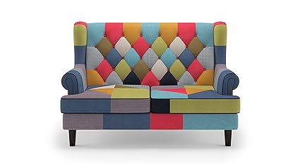 Urban Ladder Minnelli Two Seater Love Seat (Matte Finish, Retro Patchwork)