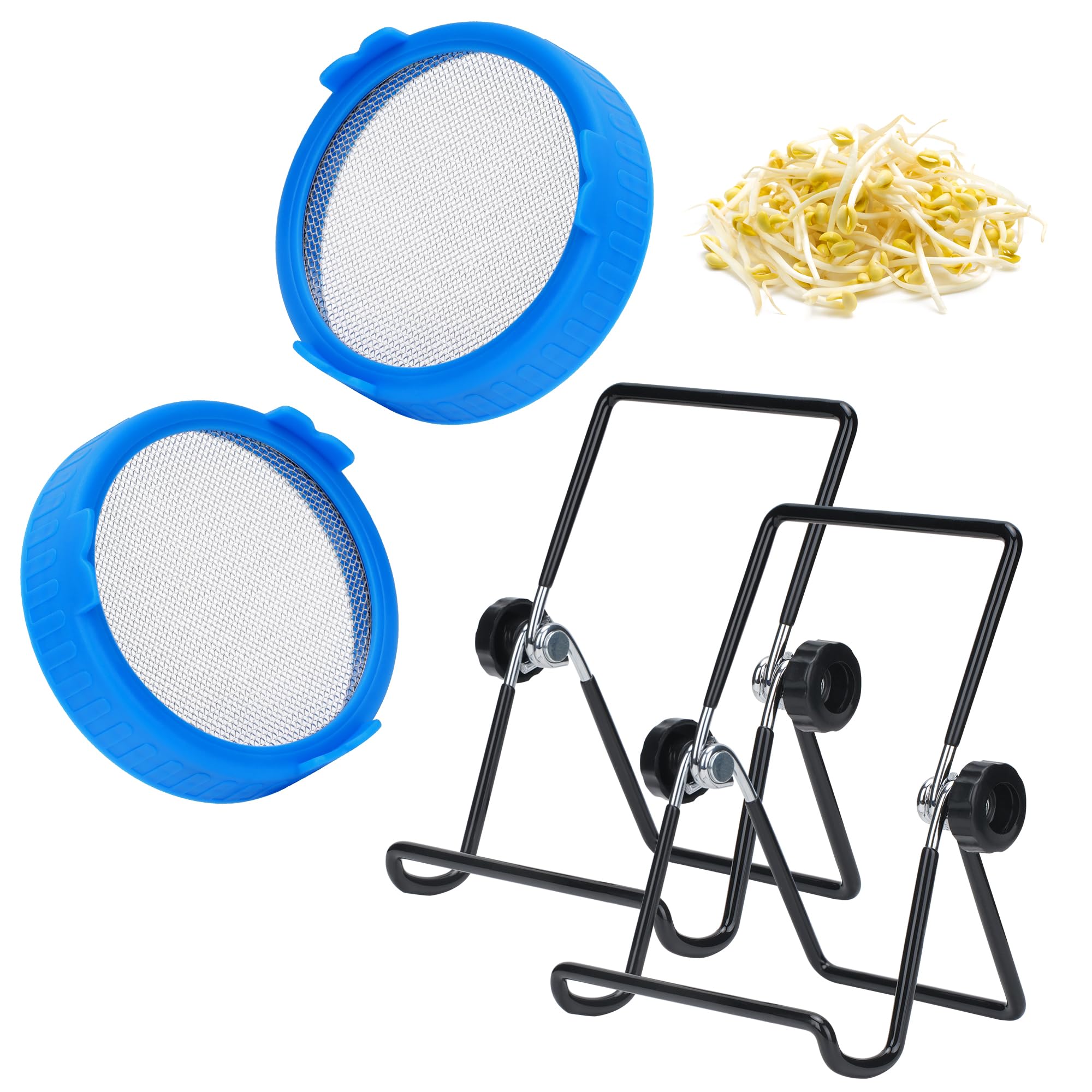 Photo 1 of Lulonpon Sprouting Lids Growing Kit, Screen Sprout Lids with Stand, Sprouting jar kit for Sprouting, Sprouting Bean Seeds, Sprouting Kit
