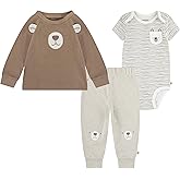 HUGGIES unisex-baby Bodysuit, Long Sleeve Top and Pants 3-piece Outfit Set