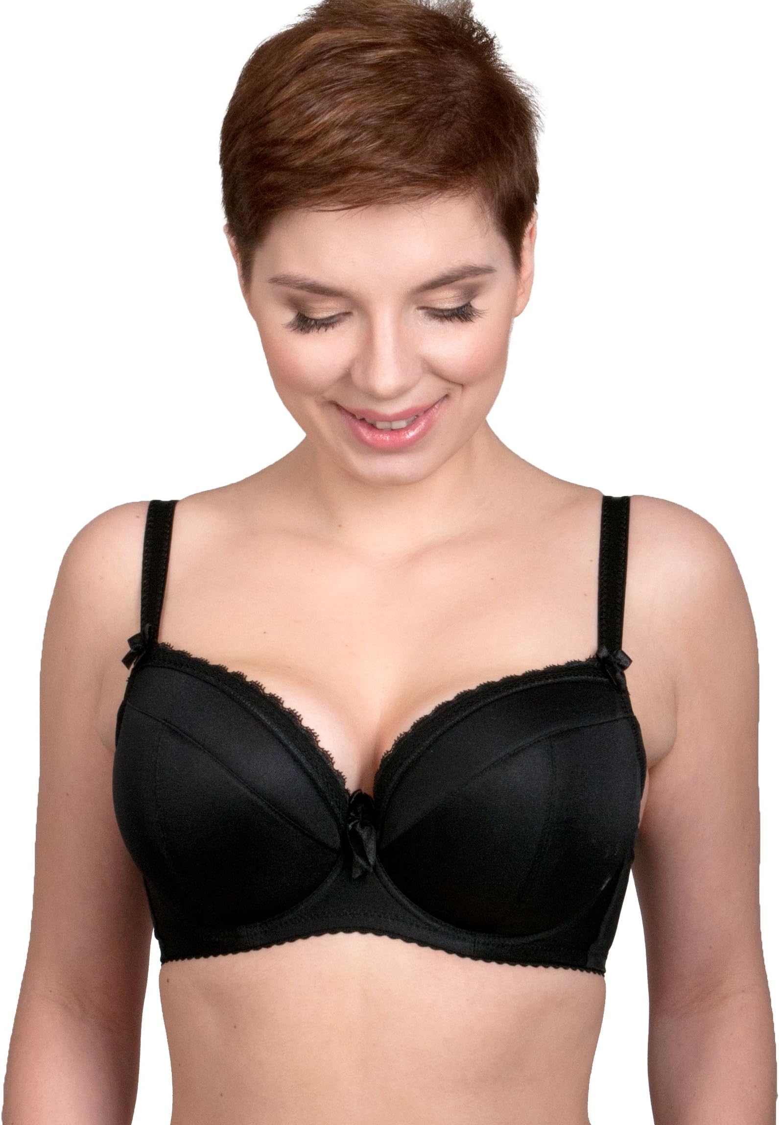 Comexim Women's Black T-Shirt Full Bust Plunge DD+ Bra