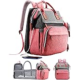 ISMGN Diaper Bag Backpack with Changing Station, Large Diaper Bag, Baby Bag, Multifunctional Diaper Bag, Pinkgray