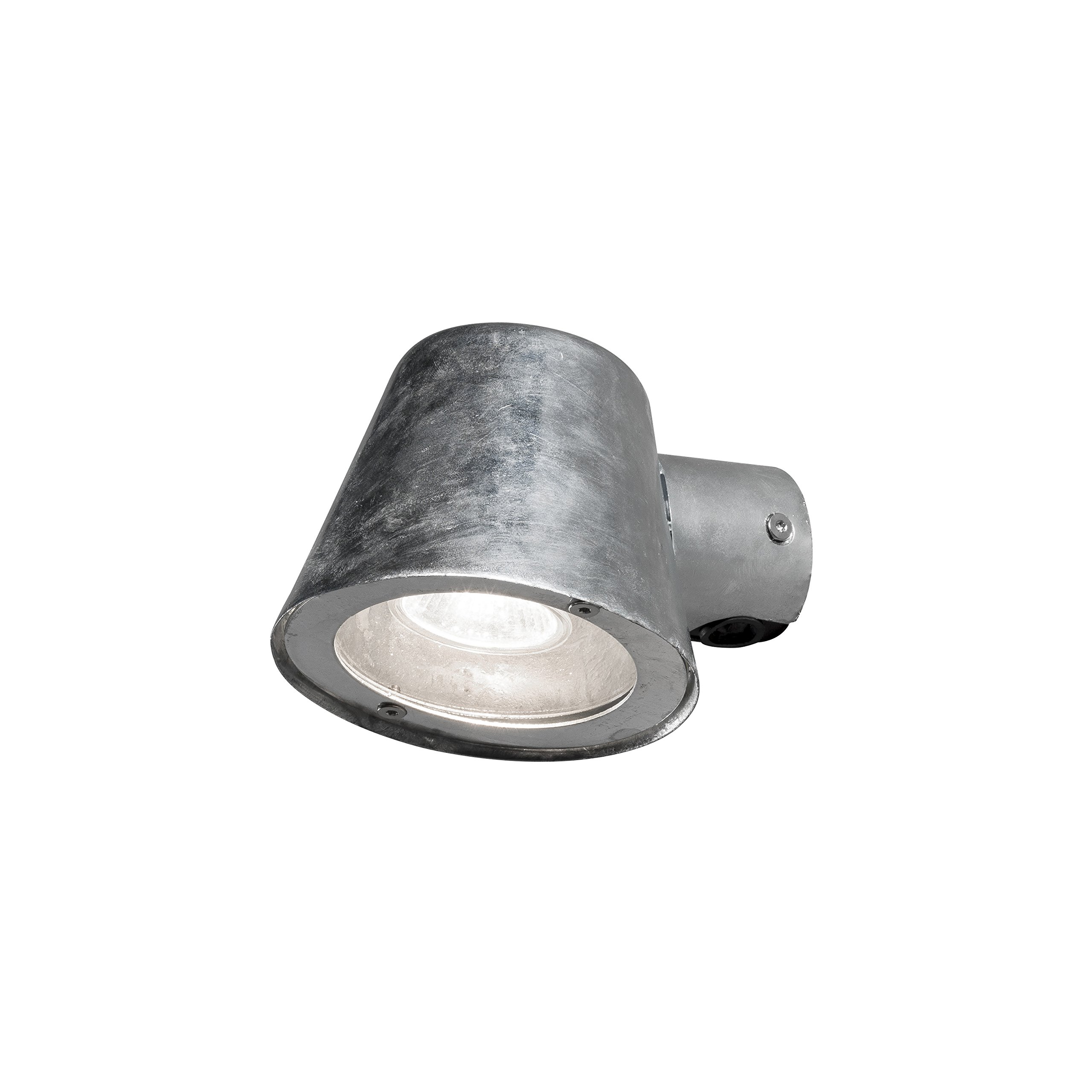 Konstsmide Outdoor Wall Light Mains Powered/Trieste Down/1 x 35 W GU10 Lamp/Clear Glass/Aluminium/IP54/Outside Light RAW Galvanised Steel — image 1