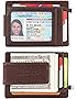 Mens Wallet Front Pocket Wallet Slim Genuine Leather Wallet for Men Billfold with ID Window Magnet Money Clip Quick Access Slot and RFID Blocking - Dark Coffee