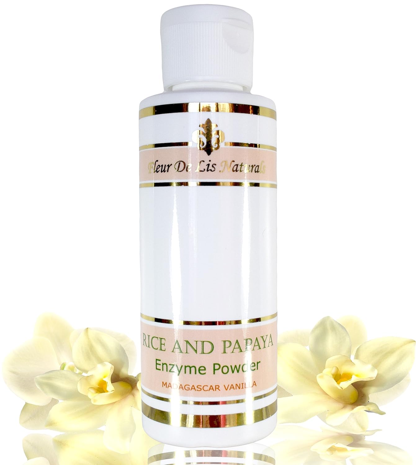 Rice and Papaya Enzyme Powder (water-activated) - All Natural Super Gentle Smoothing and Restoring Daily Cleanser - Pore purifying, anti-aging, collagen boosting - 4 Oz (Madagascar Vanilla)