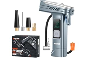 AUXTUR 6IN1 Portable Tire Inflator Bike Pump|Escape Tool with Safety Hammer and Seat Belt Cutter|Car Tire Air Pump|Digital Tire Pressure Gauge|Car Accessories for Emergency