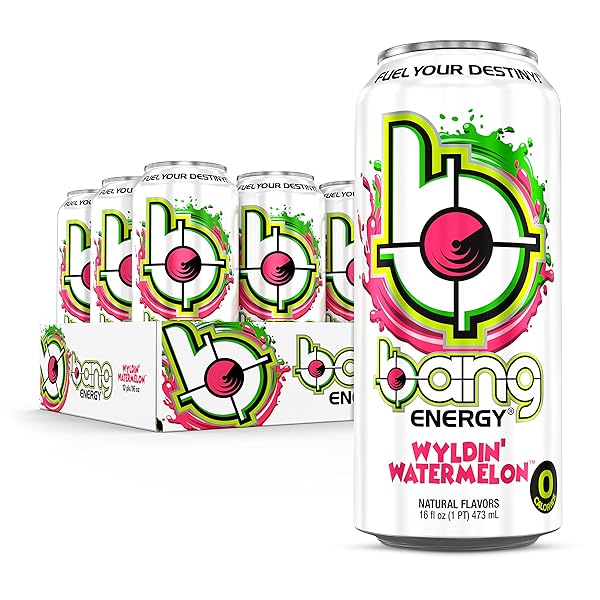 BANG ENERGY WYLDIN’ WATERMELON, SUGAR-FREE ENERGY DRINK, 16-OUNCE (PACK OF 12)