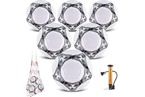 ELKCIP 6 Pack Classic deflated Soccer Balls Size 3/4/5 with Pump and Mesh Bag for Indoor Outdoor Lawn Game Training Practice Bulk Sport Gift for Teens Adults