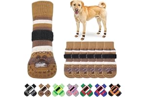 KOOLTAIL Anti Slip Dog Socks for Hot Pavement, 3 Pairs Dog Boots & Paw Protectors to Prevent Licking Paws with Grippers, Double Sides Booties Shoes for Hardwood Floors Small Medium Large Senior Dogs