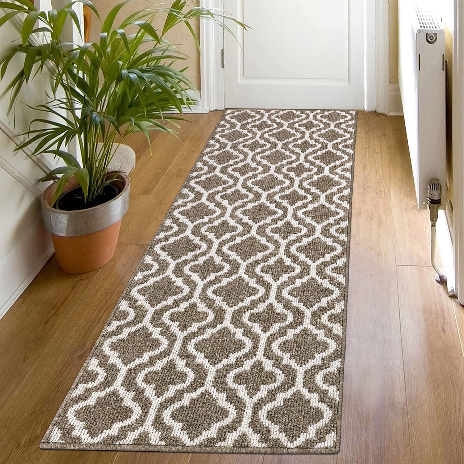 SHACOS Hallway Runner Rug Non Slip 60x180 cm Hall Runners Washable Kitchen Runner Carpet Runners for Hallway Entryway Laundry, Brown — image 1