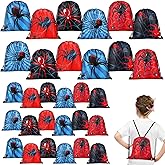 Lothee 30 Pcs Spider Drawstring Goodie Gift Bags Spider Party Favors Hero Birthday Party Decoration Supplies Spiderweb Candy Treat Bags