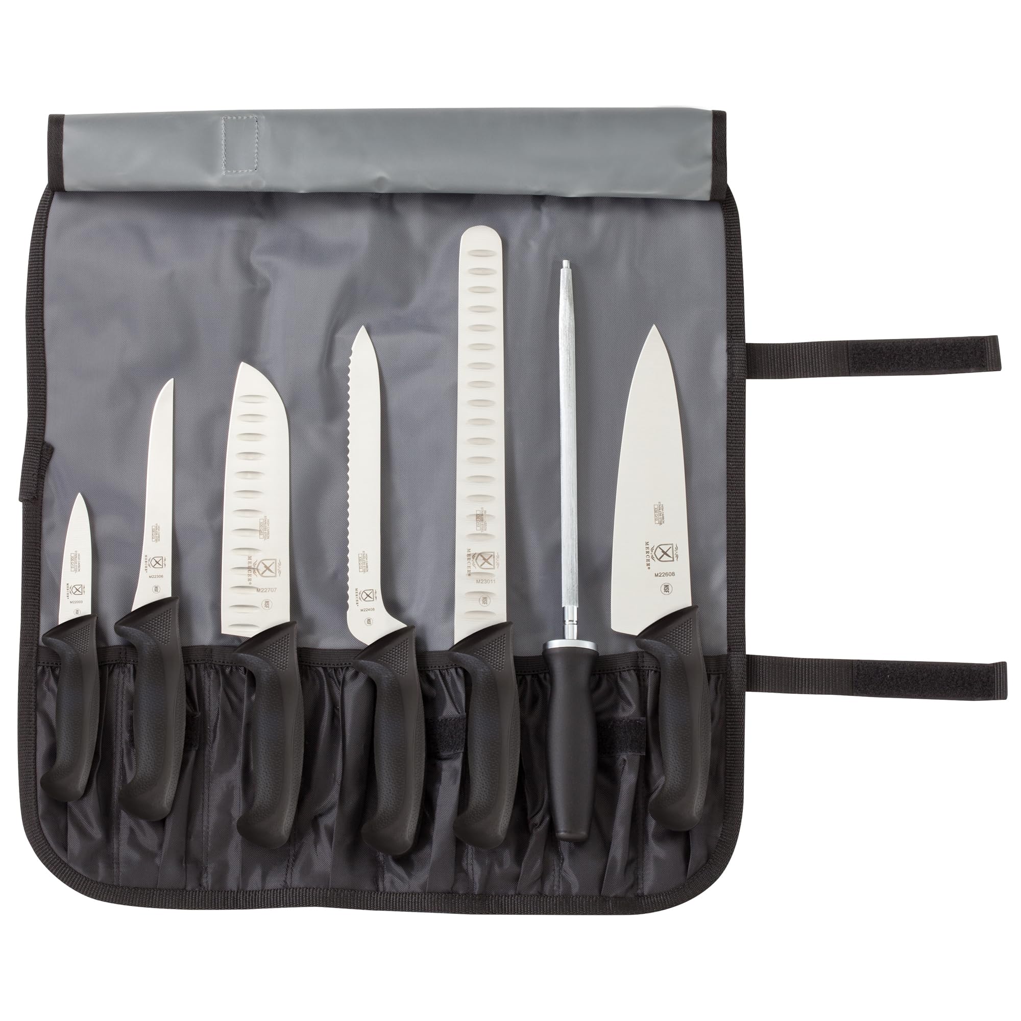 Mercer Culinary Millennia 8-Piece Knife Roll Set, Stainless Steel, 40x15x7 cm, Silver