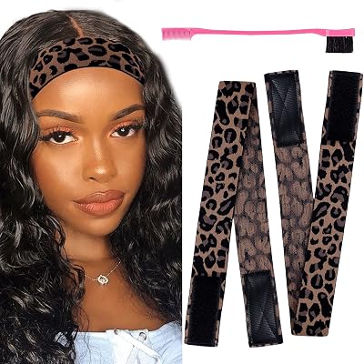 AliLeader Elastic Wig Melt Band Velcro 3.5cm Leopard Lace Melt Edges + Brush