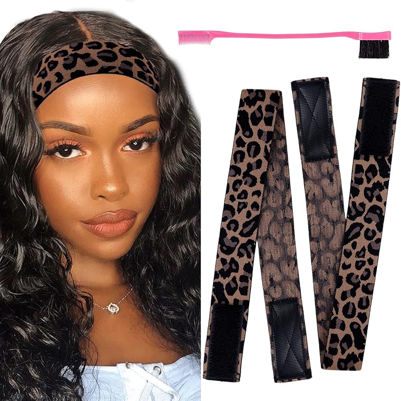 AliLeader Elastic Wig Melt Band Velcro 3.5cm Leopard Lace Melt Edges + Brush