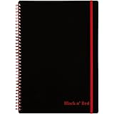 Black n' Red Twin Wirebound Notebook, Poly Cover, 11.75 x 8.25 Inches, Black, 70 sheets (E67008)