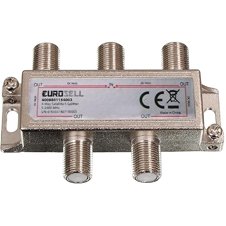 Eurosell - Digitaler 4-fach SAT Antennen Kabel TV DVBC DVBS DVBT DVBS2 DVBT2 Verteiler Splitter HDTV 4fach F Verteiler Fernse
