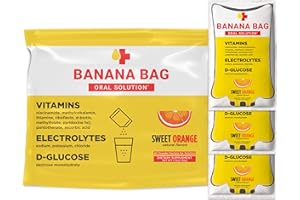 Banana Bag Oral Solution - Pharmacist Hydration Recovery Formula - Electrolyte & Vitamin Powder Packet Drink Mix - Sweet Orange - Pack of 5