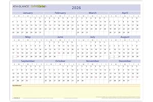 AT-A-GLANCE 2026 Erasable Calendar, Dry Erase Wall Planner, 16" x 12", Medium, Reversible, QuickNotes (PM550B2826)