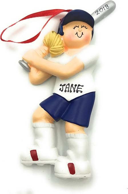 girl softball player christmas ornament