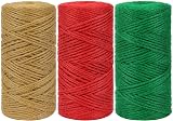 tenn well 2mm Jute Twine 300m Natural Red Green Brown 3 Rolls view 1