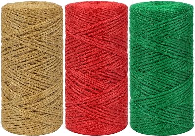 tenn well 2mm Jute Twine 300m Natural Red Green Brown 3 Rolls