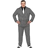 Fun Costumes Mens Plus Size 1920s Gangster Halloween Costume | Adult Pinstripe Suit with Jacket, Pants, & Shirt Front w/Attached Tie 5X
