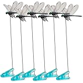 Lidengle Dragonfly Clips Black Dragon Fly Hat Clip Artificial Realistic 3D Dragonflies Garden Stakes Decor for Indoor Outdoor (6 Pcs)